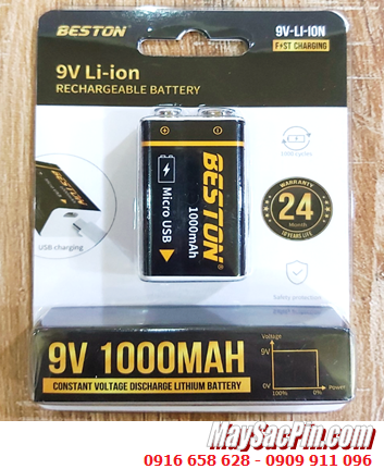 Pin Beston 9VM-10CV, Pin sạc 9v lithium Beston 9VM-10CV (9v-1000mAh) chính hãng - cổng sạc USB 